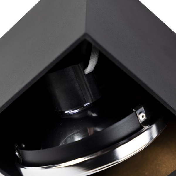 Design spot zwart rechthoekig 2-lichts - box