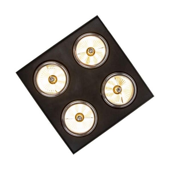 Design spot zwart vierkant 4-lichts - kaya