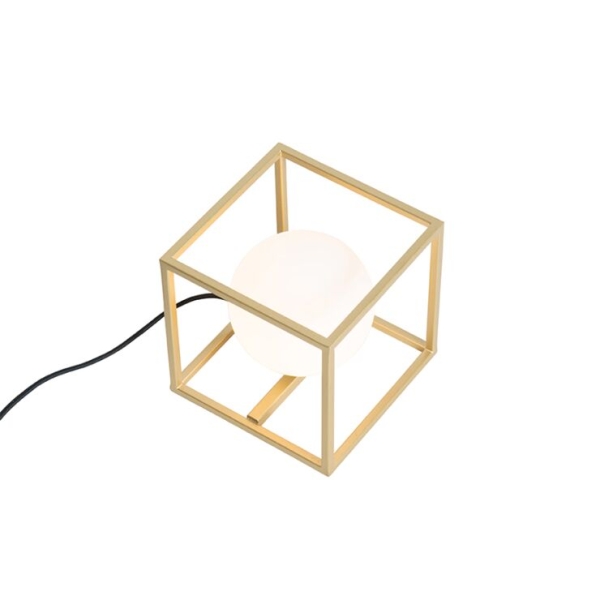 Design tafellamp goud met wit glas - aniek