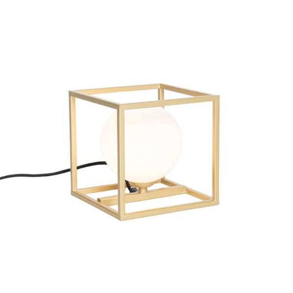 Design tafellamp goud met wit glas - aniek
