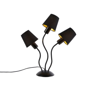 Design tafellamp zwart 3-lichts met klemkappen - Wimme