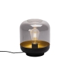 Design tafellamp zwart met goud en smoke glas - kyan