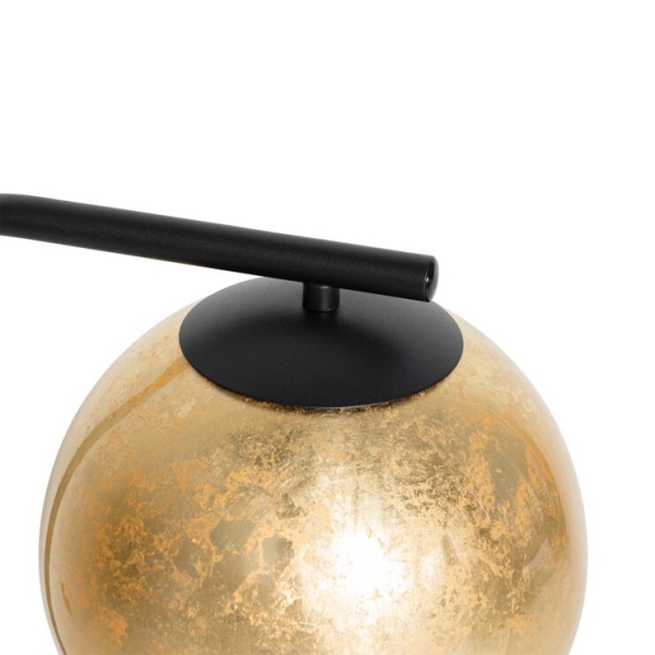 Design tafellamp zwart met goud glas - bert