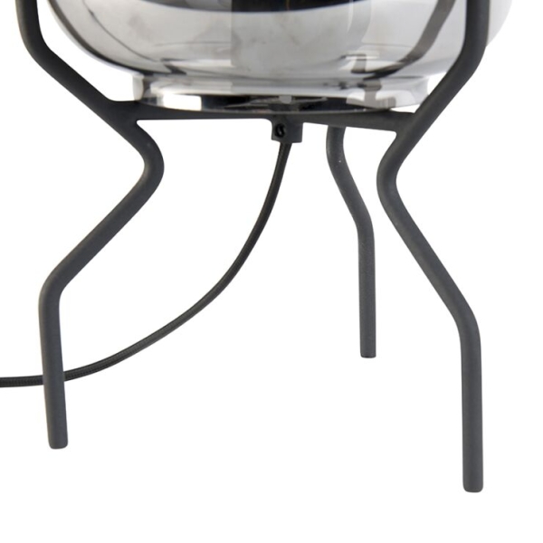 Design tafellamp zwart met smoke glas - bliss