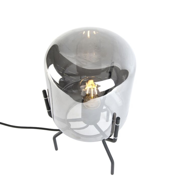 Design tafellamp zwart met smoke glas - bliss