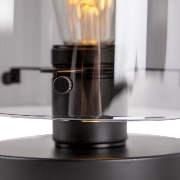 Design tafellamp zwart met smoke glas - dome