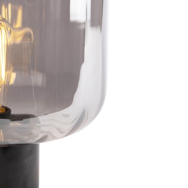 Design tafellamp zwart met smoke glas - qara