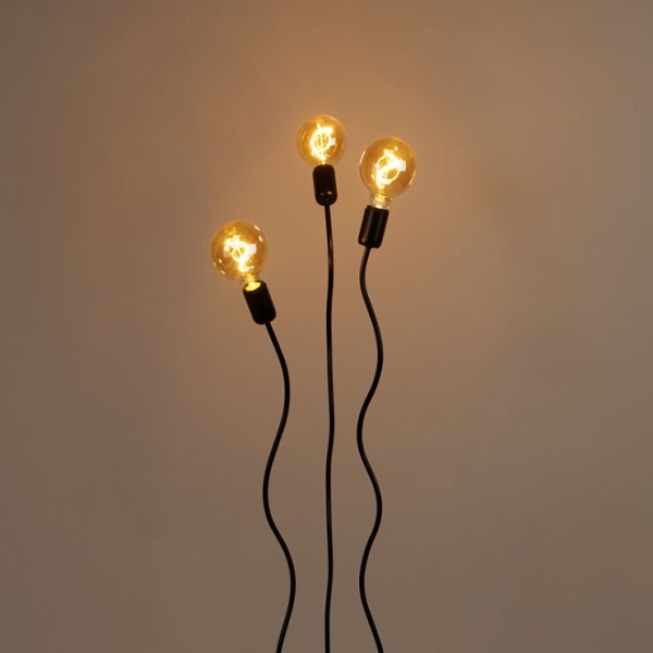 Design vloerlamp zwart 3-lichts - wimme