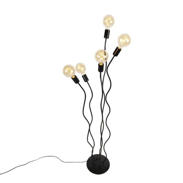 Design vloerlamp zwart 5-lichts - wimme