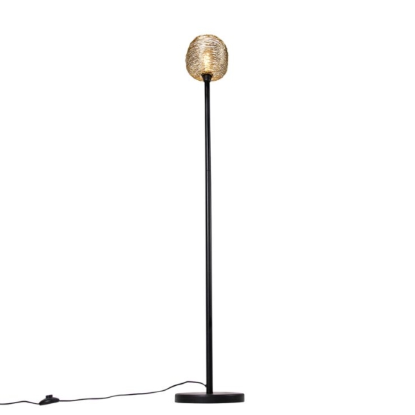 Design vloerlamp zwart met goud 20 cm - sarella