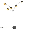 Design vloerlamp zwart met goud 5-lichts - sixties marmo