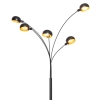 Design vloerlamp zwart met goud 5-lichts - sixties marmo