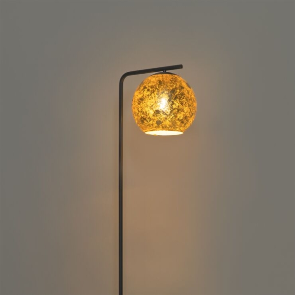 Design vloerlamp zwart met goud glas - bert