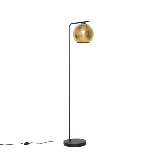 Design vloerlamp zwart met goud glas - bert