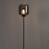 Design vloerlamp zwart met smoke glas - qara