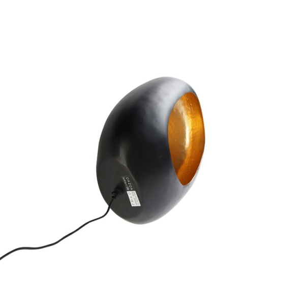 Design wandlamp zwart met gouden binnenkant 46 cm - cova
