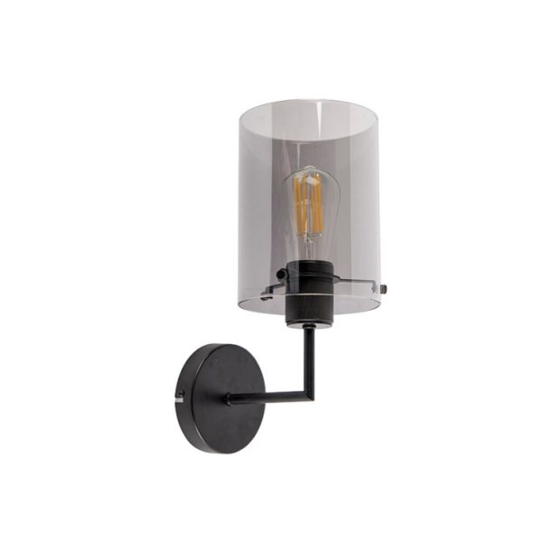 Design wandlamp zwart met smoke glas - dome