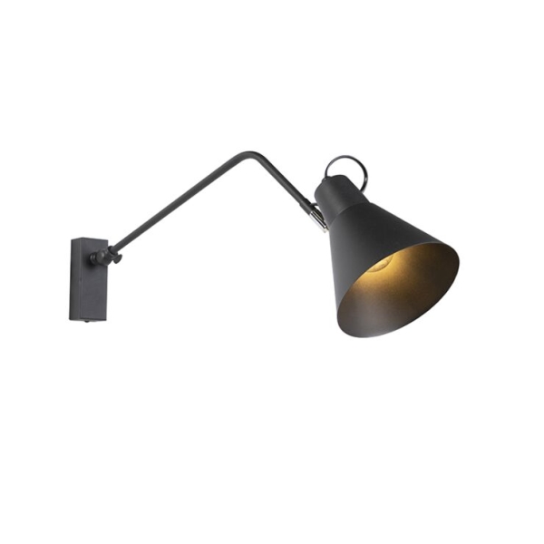 Design wandlamp zwart verstelbaar - luna