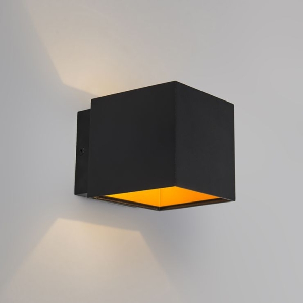 Design wandlamp zwart/goud incl. Led - caja