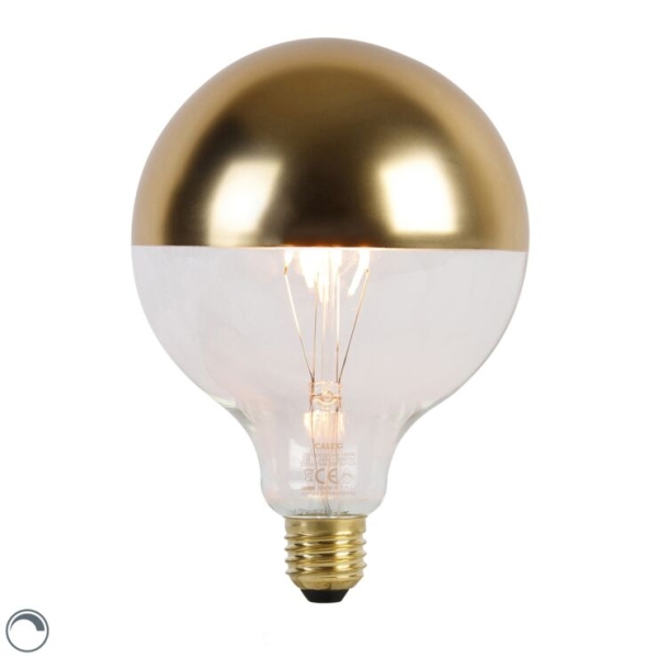 E27 dimbare led lamp g125 kopspiegel goud 4w 200 lm 1800k