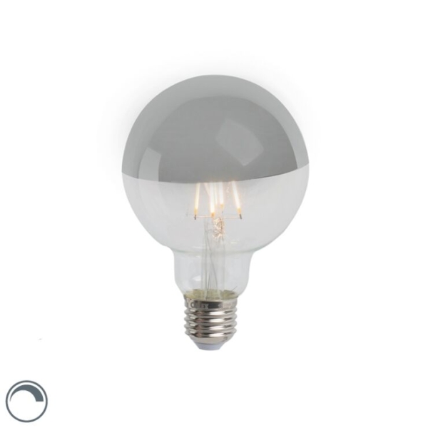 E27 dimbare led lamp kopspiegel zilver g95 3