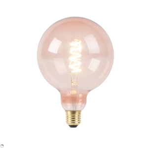 E27 dimbare LED spiraal filament lamp G125 roze 200 lm 2100K