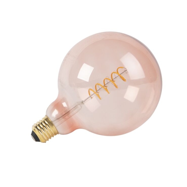 E27 dimbare led spiraal filament lamp g125 roze 200 lm 2100k