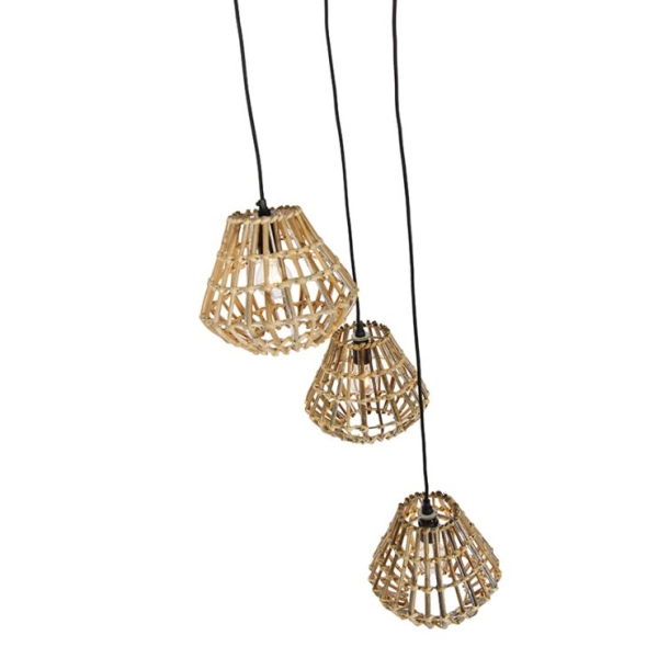 Hanglamp bamboe met wit rond 3-lichts - canna diamond