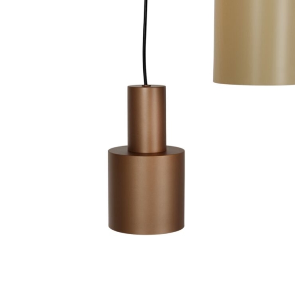Hanglamp brons met taupe en beige 3-lichts - ans