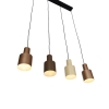 Hanglamp brons met taupe en beige 4-lichts - ans