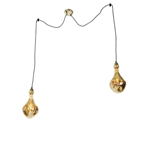 Hanglamp goud 2-lichts incl. LED spiegel goud dimbaar - Cava Luxe