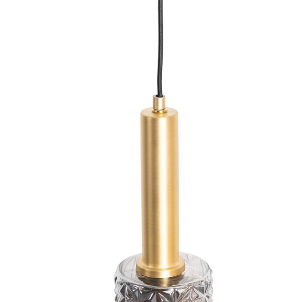 Hanglamp goud met smoke glas langwerpig 5-lichts - elva