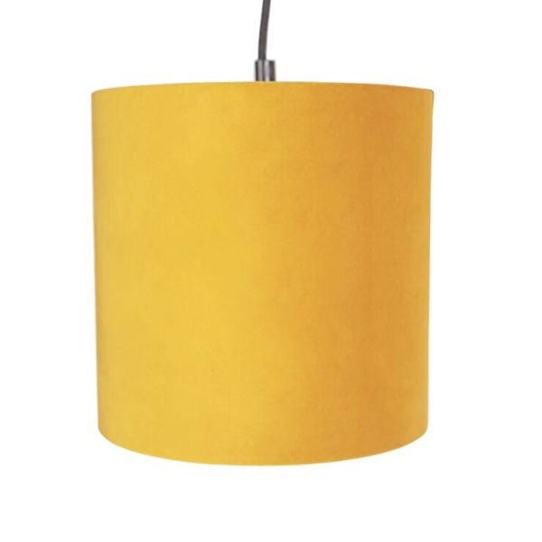 Hanglamp met 5 gekleurde velours kappen 20 cm - cava