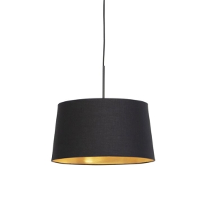 Hanglamp met katoenen kap zwart met goud 40 cm - Combi