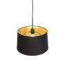 Hanglamp met katoenen kap zwart met goud 40 cm - combi