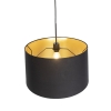 Hanglamp met katoenen kap zwart met goud 50 cm - combi