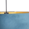 Hanglamp met velours kap blauw met goud 50 cm - combi