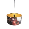 Hanglamp met velours kap bloemen met goud 50 cm - combi