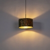 Hanglamp met velours kap pauw met goud 35 cm - combi