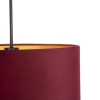 Hanglamp met velours kap rood met goud 40 cm - combi