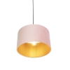 Hanglamp met velours kap roze met goud 35 cm - combi
