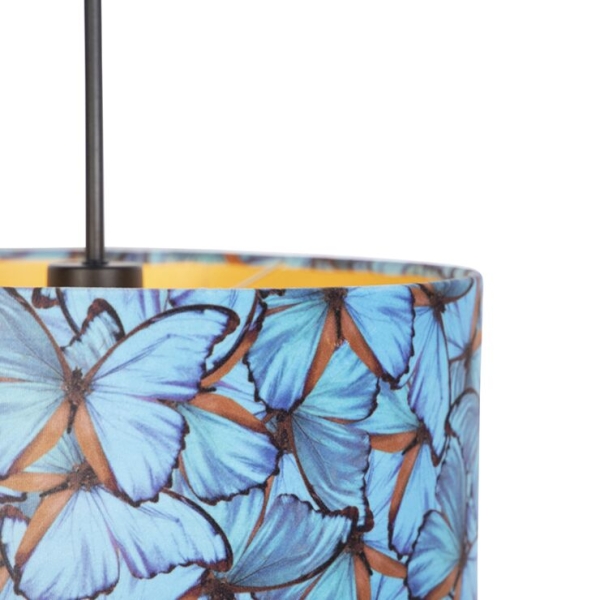 Hanglamp met velours kap vlinders met goud 35 cm - combi