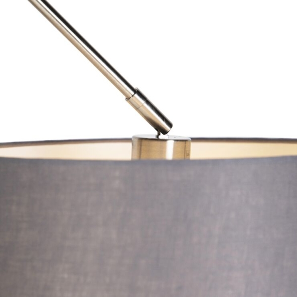 Hanglamp staal met linnen kap donkergrijs 35 cm - blitz