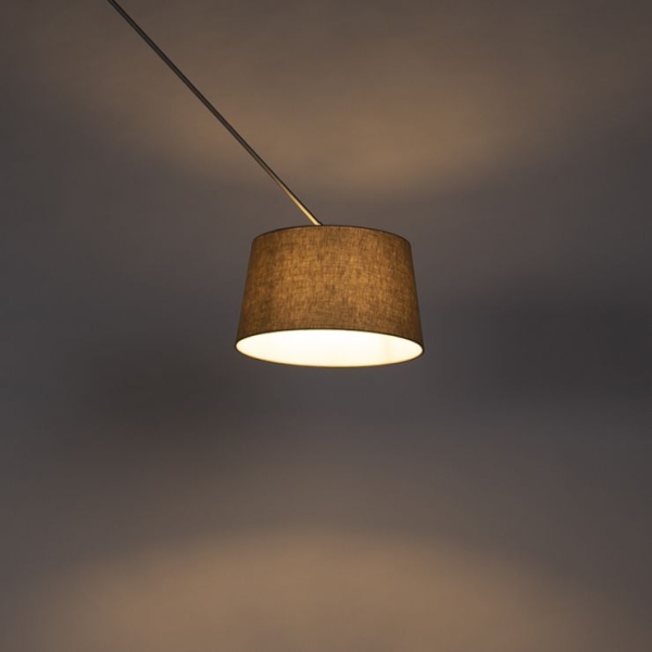Hanglamp staal met linnen kap taupe 35 cm - blitz