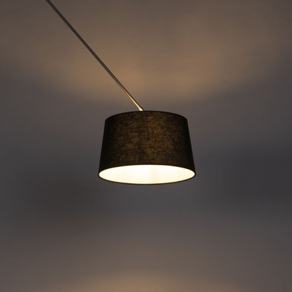 Hanglamp staal met linnen kap zwart 35 cm - blitz