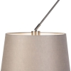 Hanglamp staal met linnen kappen taupe 35 cm 2-lichts - blitz