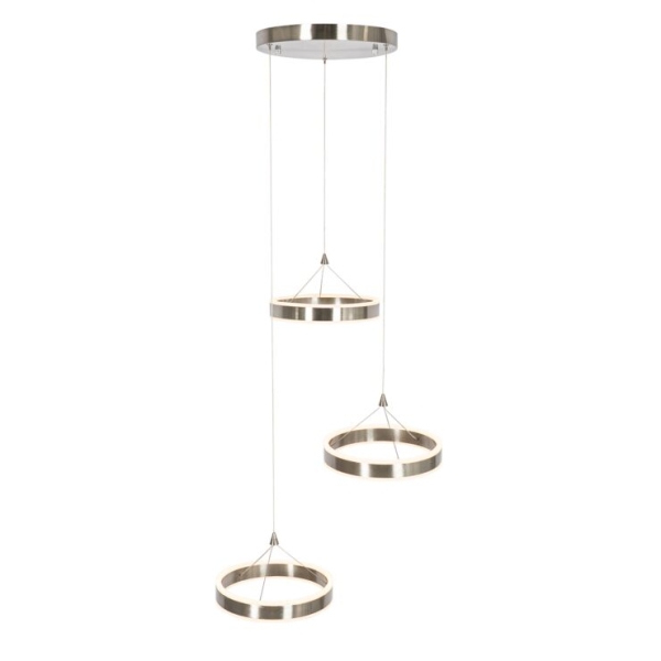 Hanglamp staal rond incl. Led 3-staps dimbaar 3-lichts - lyani