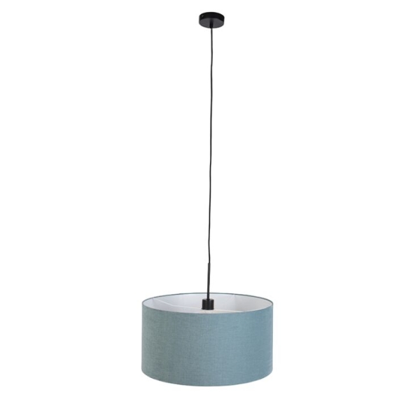 Hanglamp zwart met blauwe kap 50 cm - combi 1