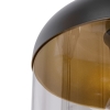 Hanglamp zwart met goud en smoke glas 3-lichts rond - kyan