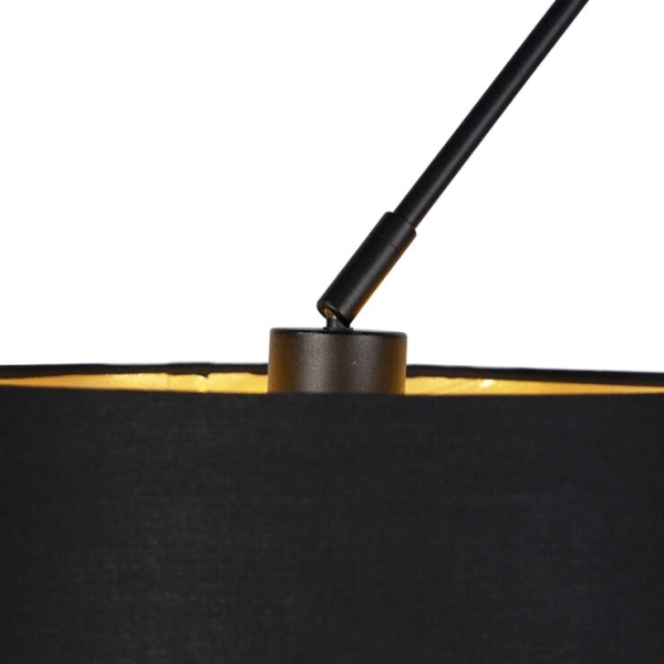 Hanglamp zwart met katoenen kappen zwart met goud 35 cm 2-lichts - blitz